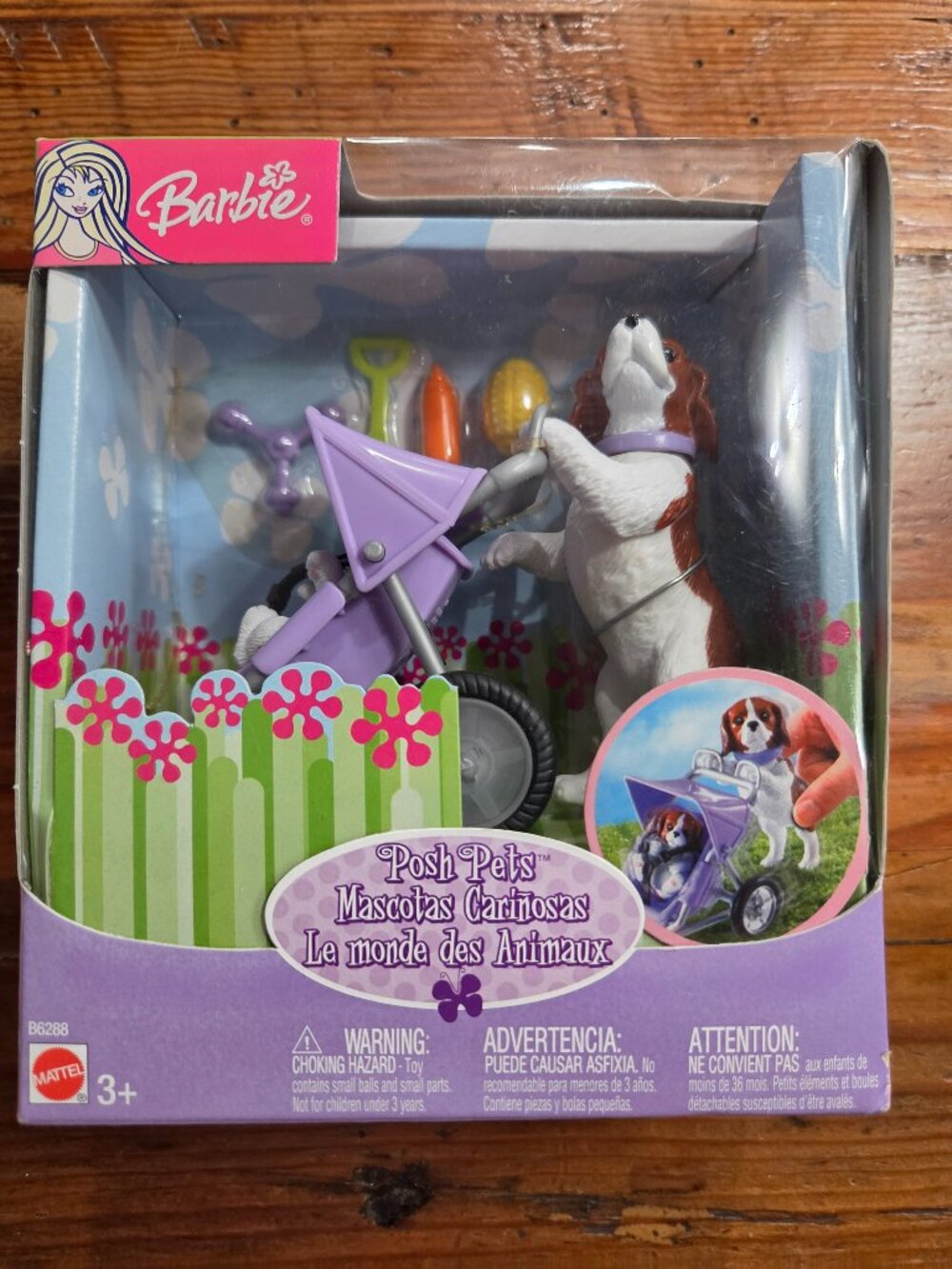 Mattel Barbie Posh Pets Dog Purple Stroller B6288 2003 New Sealed